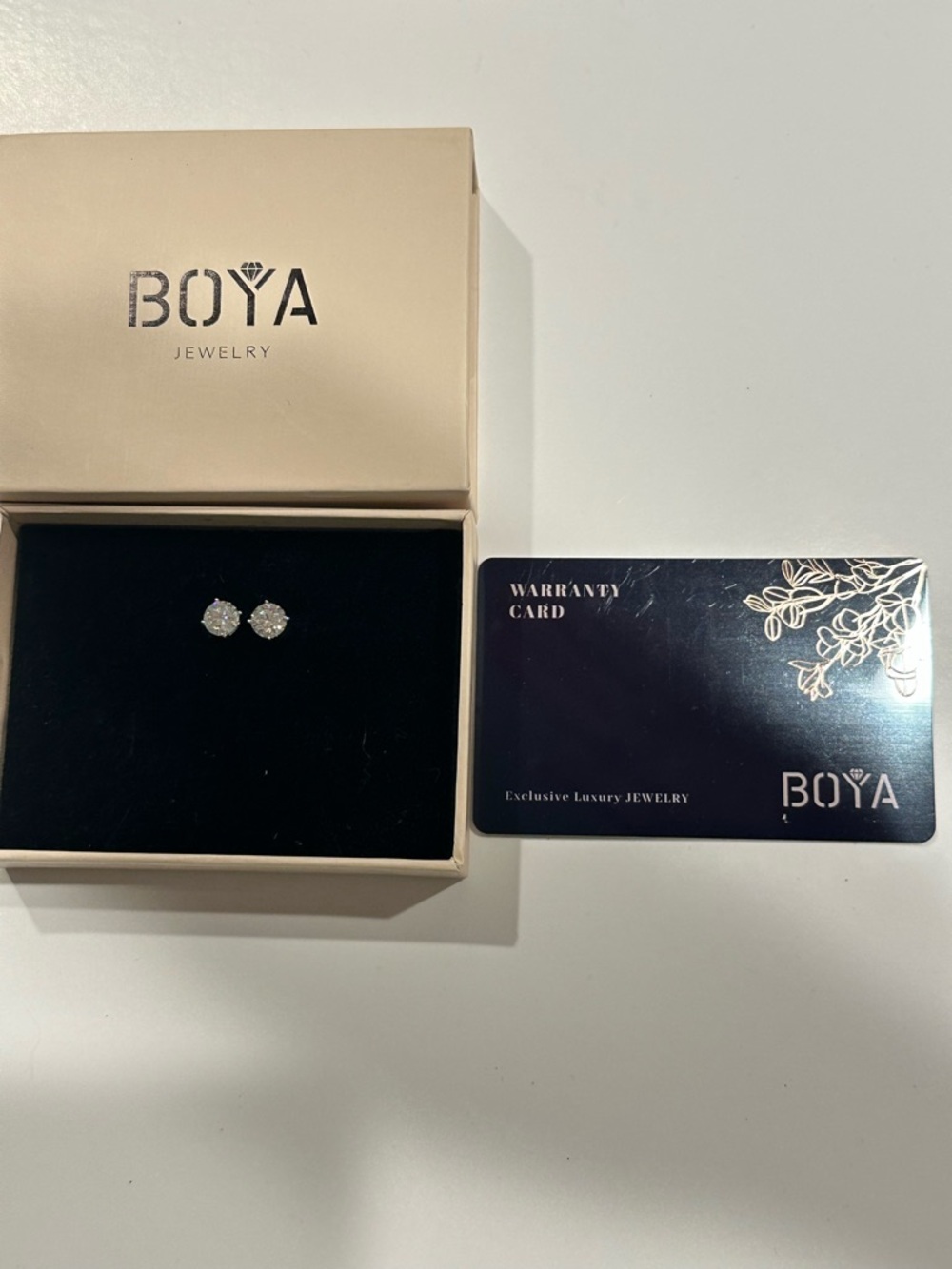 White Diamond Round Stud Earrings